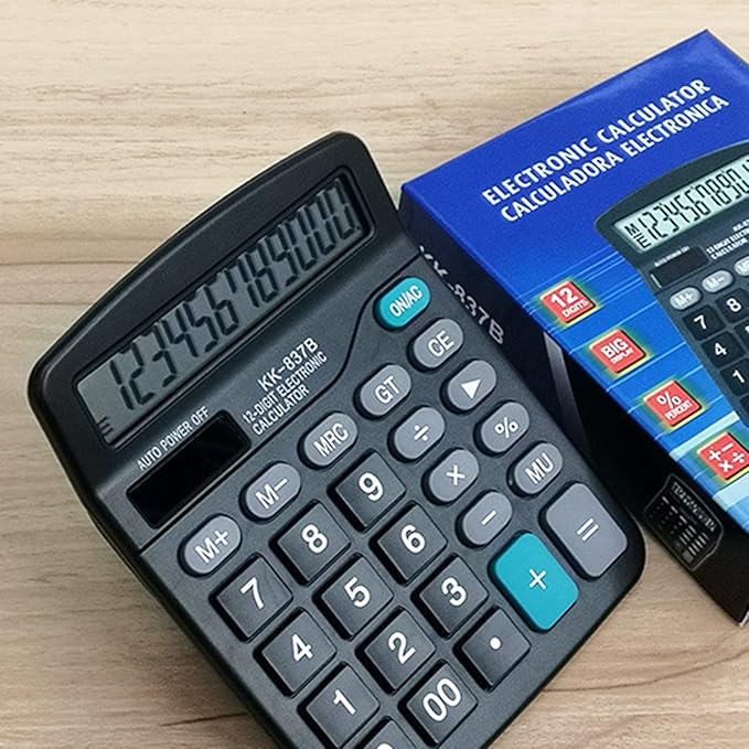 12 Digits Scientific Calculator AA Battery General Purpose Calculators for Home Office Students Use Large LCD Screen