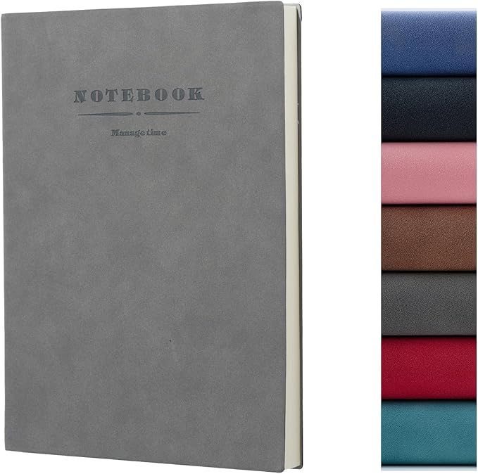 360 Pages A4 Journaling Notebooks, 100 Gsm Paper Thick Lined Journal Notebook for Women Men, Journals for Writing Soft Cover College Supplies for for Work Note Taking, Perfect for Office School, Grey