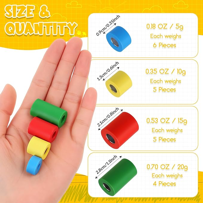 20 Pcs Pencil Weights Handwriting Aid for Children 0.7/0.5/0.35/0.2 oz Adjustable Weights Kit for Kid, or Special Need Improve Penmanship for Autism, Quivers, or Fine Motor Skill Disability