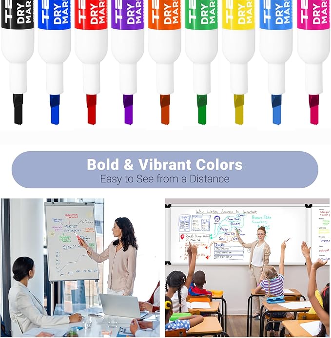 Tbay Dry-Erase Markers - 36 Counts, Chisel Tip Whiteboard Markers for Office/School Supplies, Low Odor (Multicolor - 9 Colors)