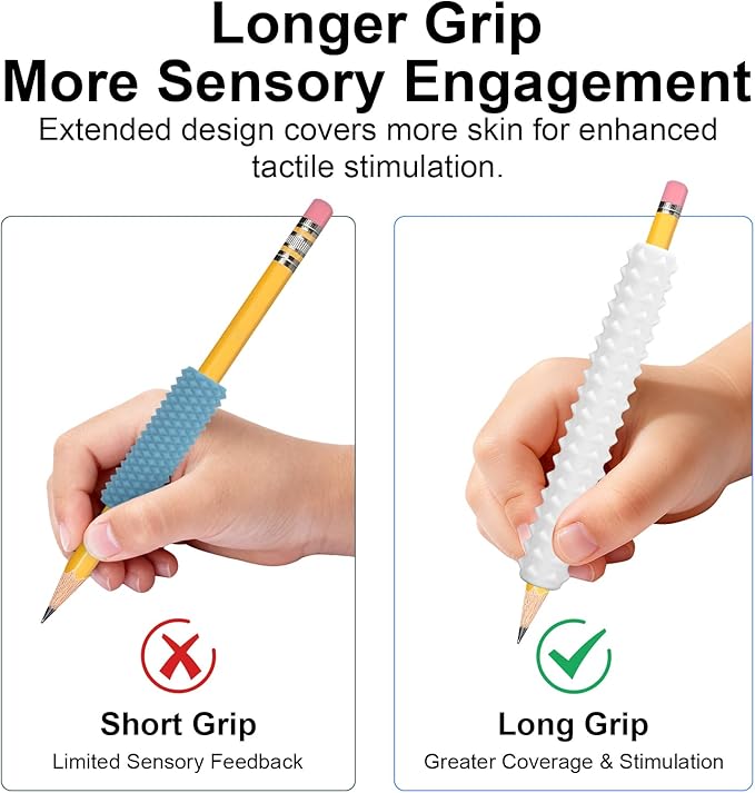 Sensory Pencil Grips for Kids 4 Pack, Quiet Classroom Fidget Toys, Textured Silicone ADHD & Autism Calming Tools, Anxiety Relief Item for Adults & Teens, Christmas Stocking Stuffers Gifts