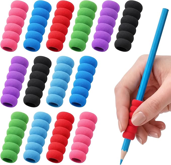 14-Pack Pencil Grips for Kids Handwriting - 7-Colored Foam Grip Tubing - 1.5 Inch Long Handwriting Pencil Holder - Ergonomic Writing Aid For Lefties And Righties - for Children,Kids and Adults