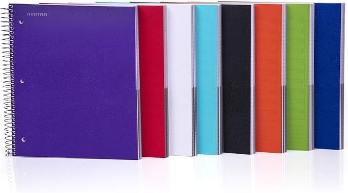 Mintra Office Durable Spiral Notebooks, 5 Subject (Orange, Wide Ruled 1pk)
