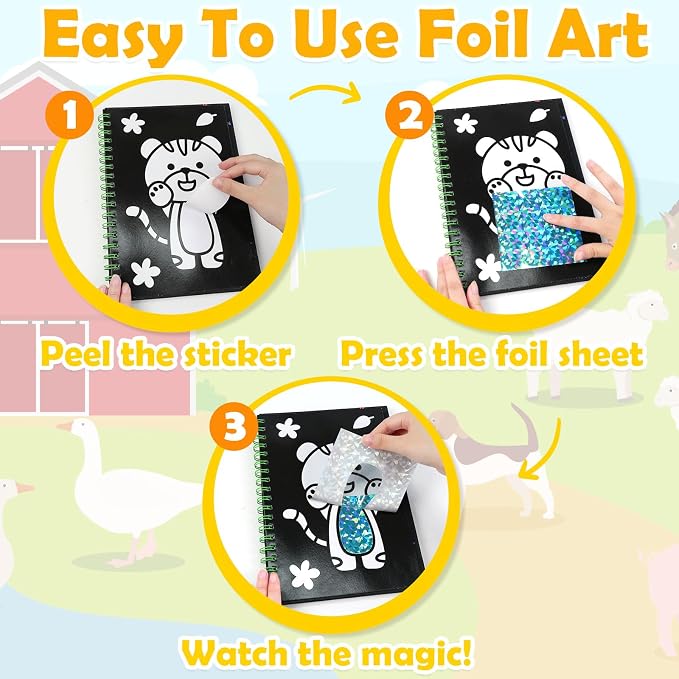 FUNNYB&G Mess-Free Foil Art Craft for Kids Ages 4-10, Kids Birthday Gift