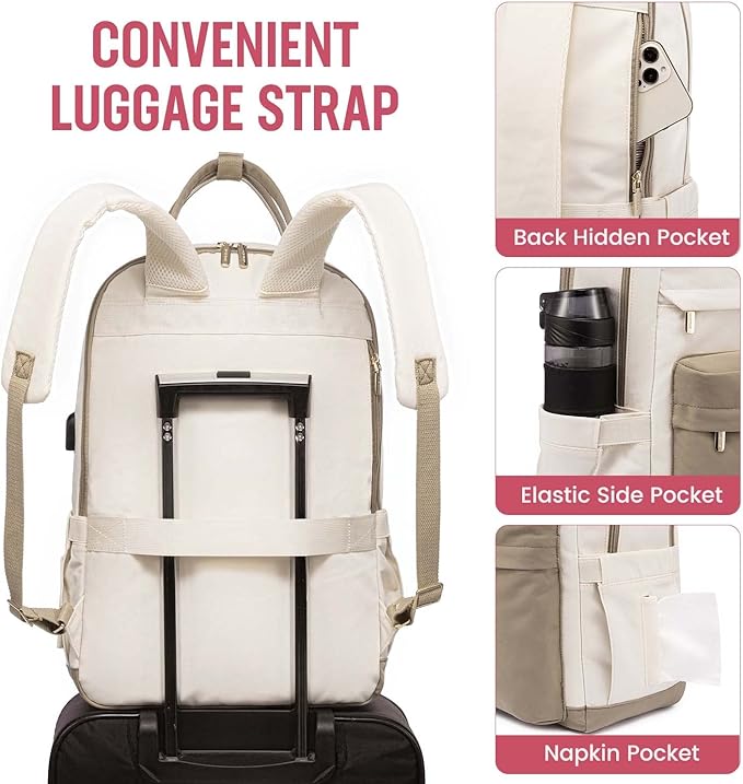 LOVEVOOK Travel Laptop Backpack Women Anti-theft Laptop Bag with USB Port Waterproof Computer Backpack for Nurse College Work