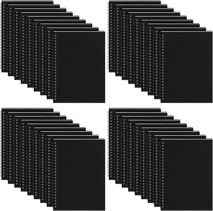 Yahenda 36 Pcs Spiral Notebooks, 1 Subject, Wide Ruled, Black