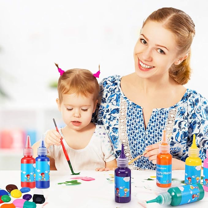 Finger Paint, Kids Finger Paint, Non Toxic Finger Paints for Toddlers 1-3, Washable Finger Paints for Toddlers, 12 Colors, 30ml Each