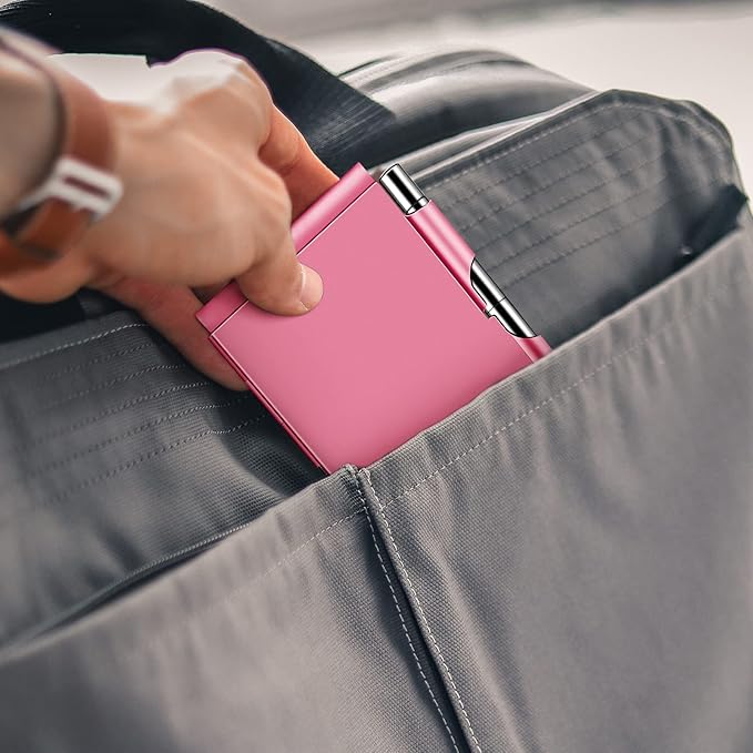 amassan Metal Pocket Notebook, Small Pocket Notepad Aluminum Note Case with Mini Metal Pen and 60-Page Sheets (Fuchsia)