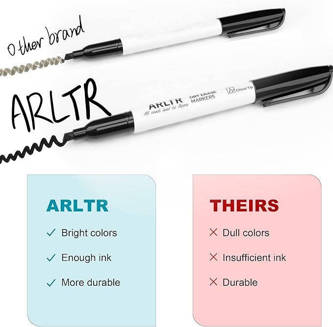 ARLTR Dry Erase Marker Bulk Set, 108 Count, Black and White, Chisel Tip, Low Odor, For Office Use