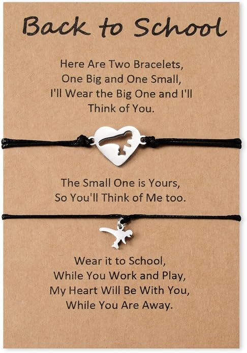 Back to School Gifts Mommy and Me Bracelet First Day of School Matching Wish Bracelets Set for Mother Daughter Son Women Teen Girls Boys Jewelry Gift