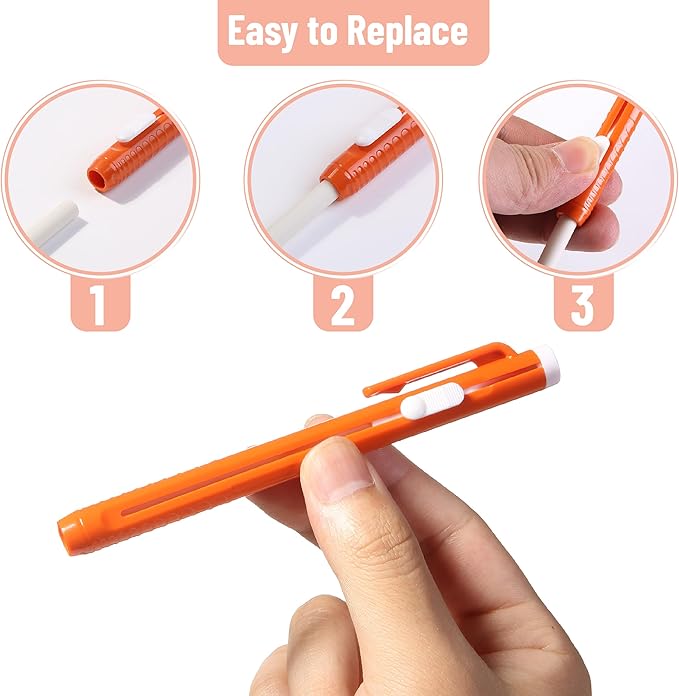Mr. Pen- Retractable Mechanical Eraser Pens, 6 Pack, Winter Colors, Latex-Free Precision Pencil Erasers for Artists, Students, Drawing, Sketching & Drafting