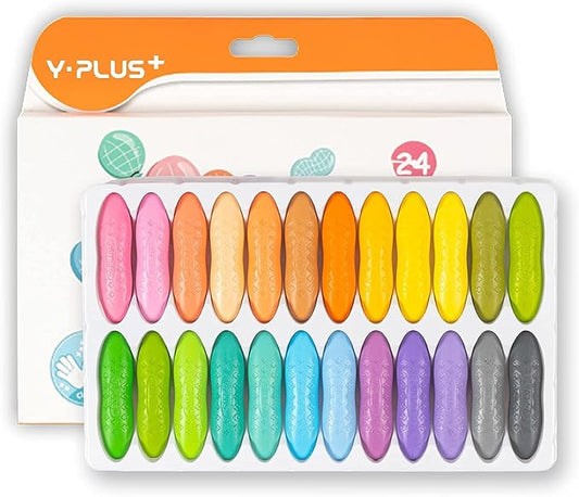 YPLUS Peanut Crayons for Kids, 24 Pastel Colors, Non-Toxic, Washable, Durable, Easy to Grip, Bright Colors, Ideal for Toddlers & Preschoolers, Ages 1-8