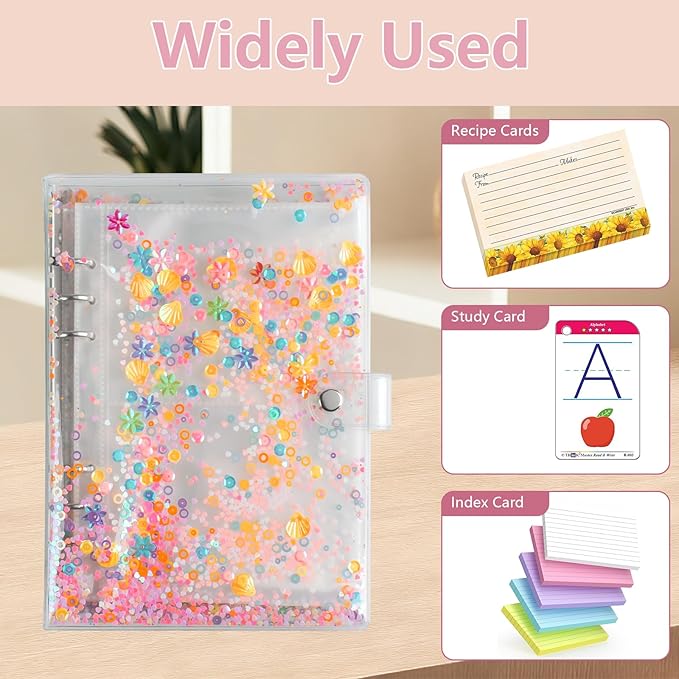 3x5 Index Card Holder Binder - Card Organizer for Note Cards, Flash Cards, and Recipe Cards, 50 Transparent Double-Sided Pages, Holds Up to 200 Cards, Indexcard Notecard Storage Solution