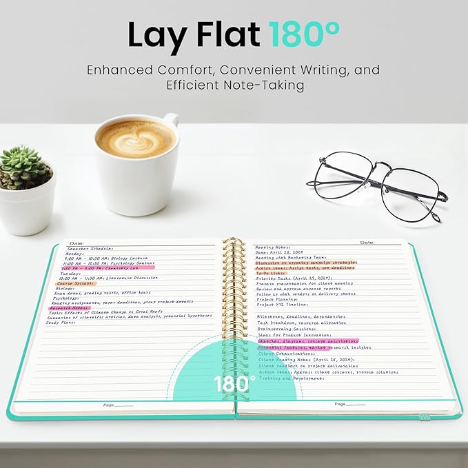 ZOTIA Lined Spiral Journal Notebook for Women, A5 College Ruled Journals for Writing, Hardcover Notebooks for Work, Note taking and Office School Supplies,140 Pages - Aquamarine