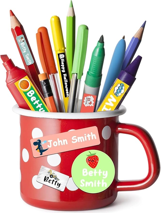 Waterproof Custom Name Stickers (135 Labels) - Personalized Daycare Labels for Clothing, Water Bottles, Lunch Boxes & School Supplies - Ideal for Camp & Daycare - No-Iron (Starry Sky)