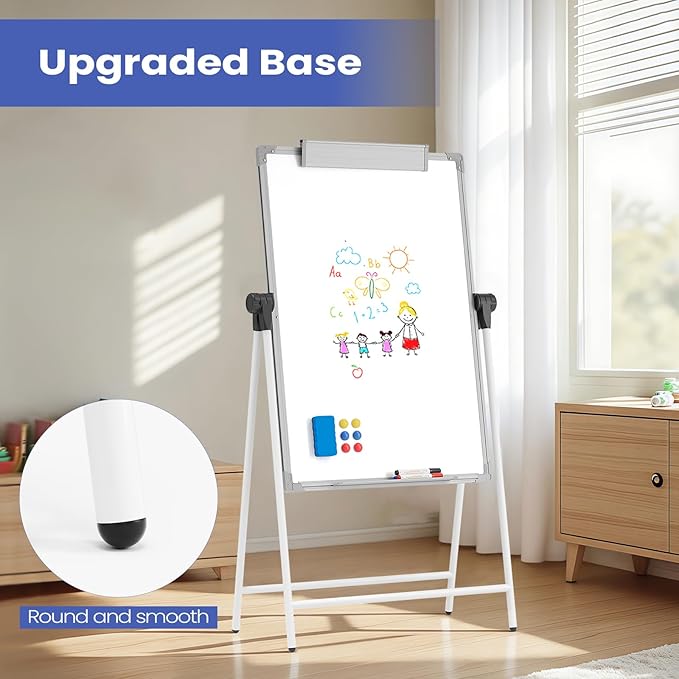 Large Double Sided White Board with Stands, 40" x 28" A-Stand Dry Erase Board Easel, Portable Flip Chart Easel with Height Adjustable Design for Home, School, Office