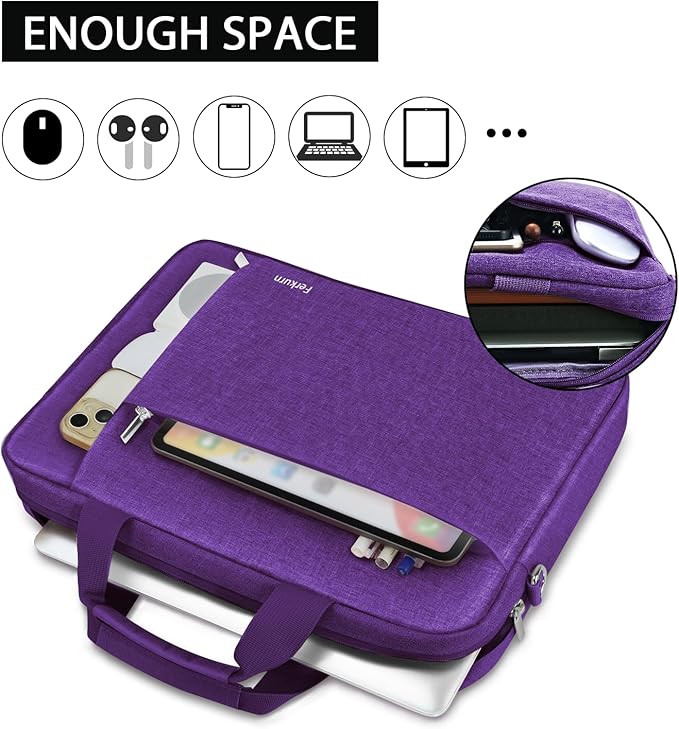 Ferkurn Laptop Bag Case for Women Men Computer Bag Compatible with HP Envy Pavilion Omen/LG Gram/MSI/Dell Inspiron XPS/Lenovo/Acer, Shoulder Strap Carrying Messenger Briefcase, Purple, 15.6 16 Inch