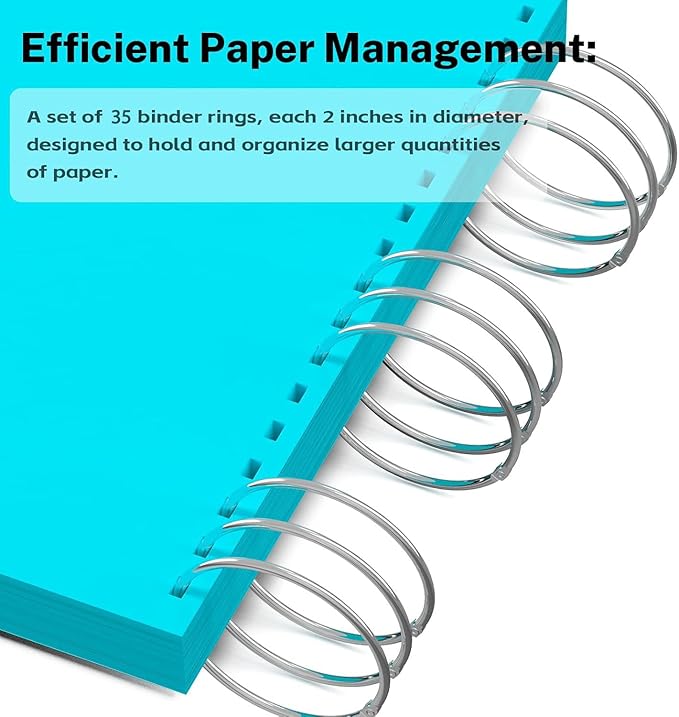 Optomni 2 Inch Binder Rings, 35 Pack Heavy Duty Loose Leaf Metal Book Rings for Index Cards, Flash Cards, Loose Leaf Paper, School, Office, Home