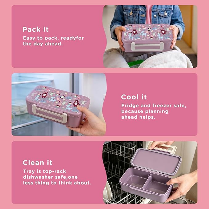 Bento Lunch Box for Kids With 8oz Food Thermo,BPA-Free for School | Lunch Container with 2 Compartments, Insulated Food Jar, Dishwasher Safe, Easy to Clean, Lunch Box for Girls Boys