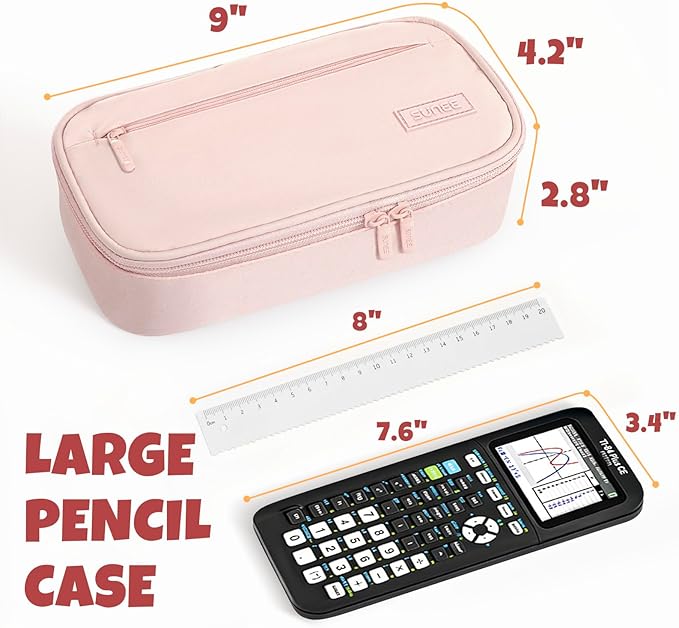 SUNEE Cute Pencil Case, Large Capacity Pencil Pouch, Big Storage Organizer for Stationery, Zipper Pen Bag,Back to School Supplies,Office Water-Repellent Nylon Pencil Bag for Teen Girls Boys,Light Pink