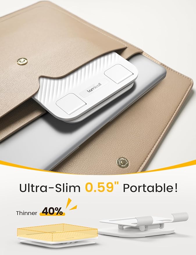 Lamicall Tablet Stand Holder for Desk - [Ultra-Slim Foldable][360°Rotation] iPad Holder Stand, 360° Rotatable Desktop Tablet Holder, Tablets Accessories for 4.7-13" iPad, Switch, Phone (White)