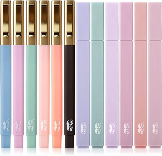 Mr. Pen- Aesthetic Highlighters and Ballpoint Pens No Bleed, 12 Pack, Morandi Colors, Bible Highlighters and Pens No Bleed, Fast Dry and No Smear for Bible Journaling, Planner, School Supplies