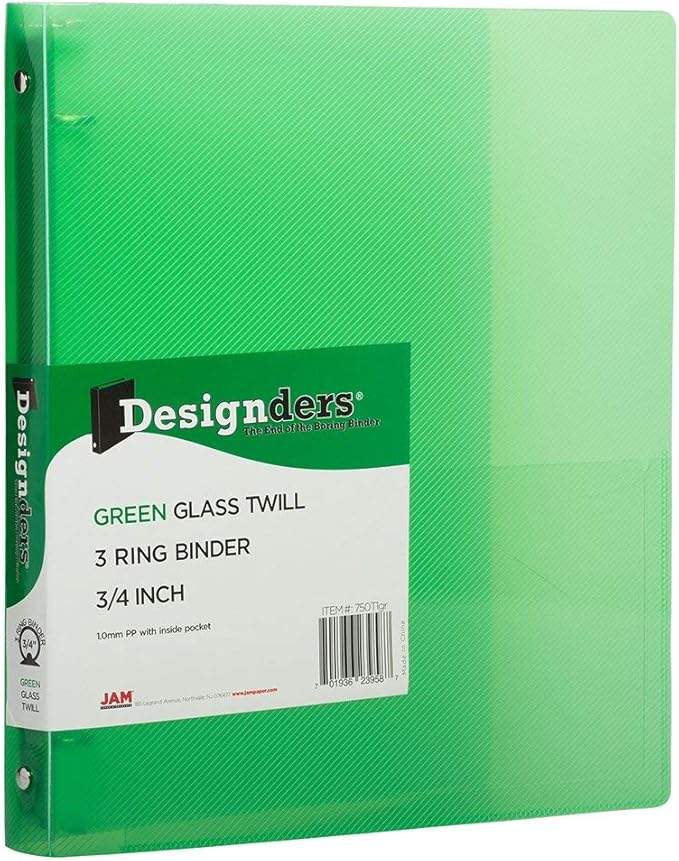 JAM PAPER Plastic 0.75 inch Binders - Assorted 3 Ring Binders (Red, Blue, Green & Orange) - 4/Pack