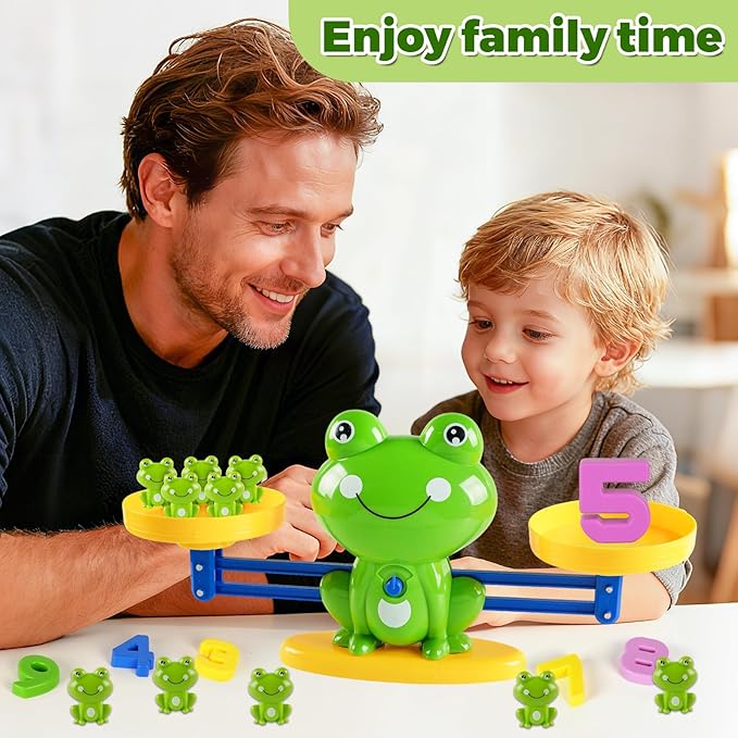 Frog Balance Math Toy for Preschool – Cool Counting Manipulatives and STEM Learning Materials for Kids Ages 5-7, Fun Number Match Activity for Pre-K Classroom and Early Education Centers
