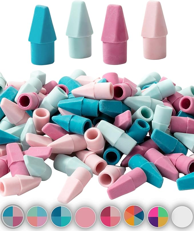 Mr. Pen- Pencil Erasers Toppers, 120Pack, Muted Pastel Colors, Erasers for Pencil, Pencil Top Erasers