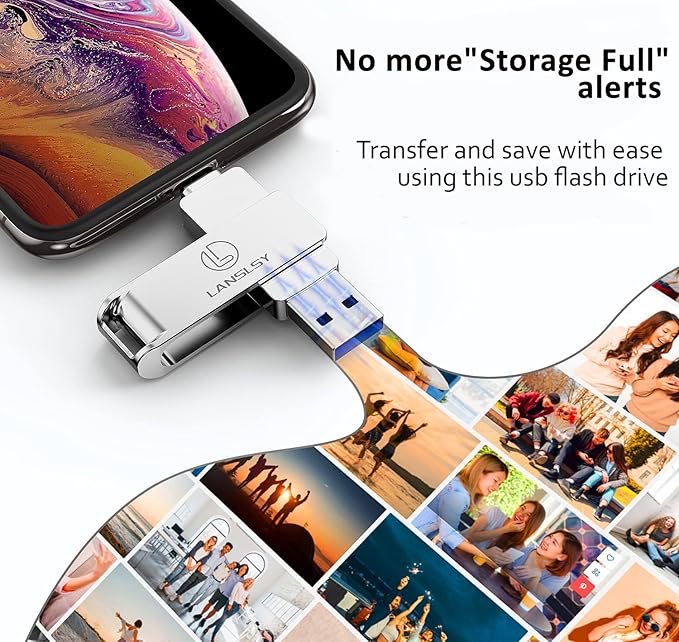 256GB Flash Drive for Phone Memory Stick,Phone Flash Drive USB 3.0 External Storage,3 in 1 Photo Stick is Compatible with i 0S/Pad/Android/PC/Mac (256GB, Silver)