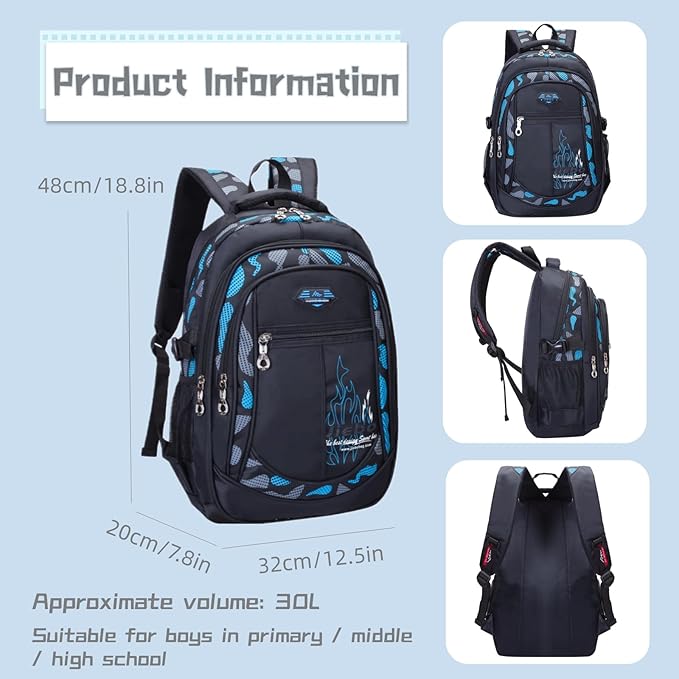Bansusu Boys Backpack for Kids School Bag, Primary Middle School Backpack for Boys Bookbags