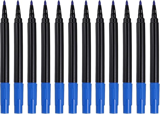 PATIKIL Liquid Chalk Markers, 12 Pcs Chalk Board Dry Wet Erase Pens Fine Tip Washable Window Marker Pens for Blackboard Home Kitchen Fridge Calendar Whiteboard Clear Glass, Dark Blue