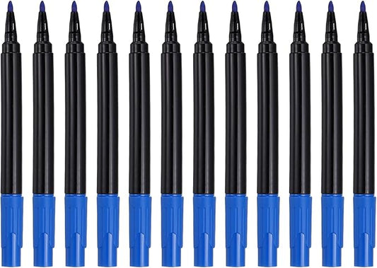 PATIKIL Liquid Chalk Markers, 12 Pcs Chalk Board Dry Wet Erase Pens Fine Tip Washable Window Marker Pens for Blackboard Home Kitchen Fridge Calendar Whiteboard Clear Glass, Dark Blue