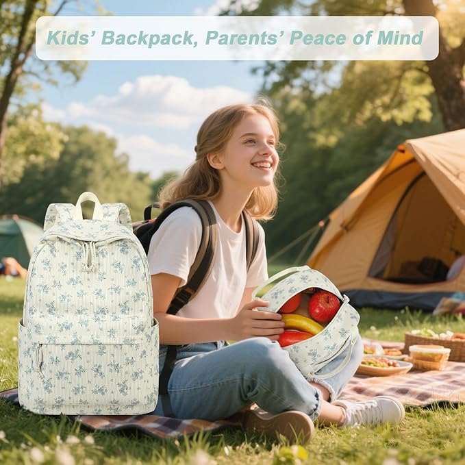 BTOOP School Backpack for Teens Large Corduroy Bookbag Lightweight 15.6 inch Laptop Bag for Girls Women Casual High School College