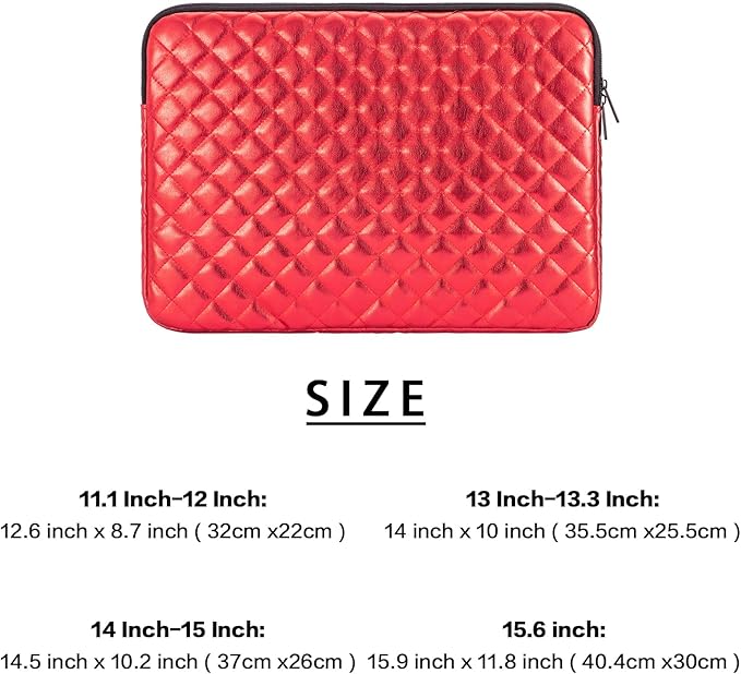 Puffy Laptop Sleeve 11 12 13 13.3 14 15 15.6 inch Case Protective Bag Quilted PU Leather Lined Padded