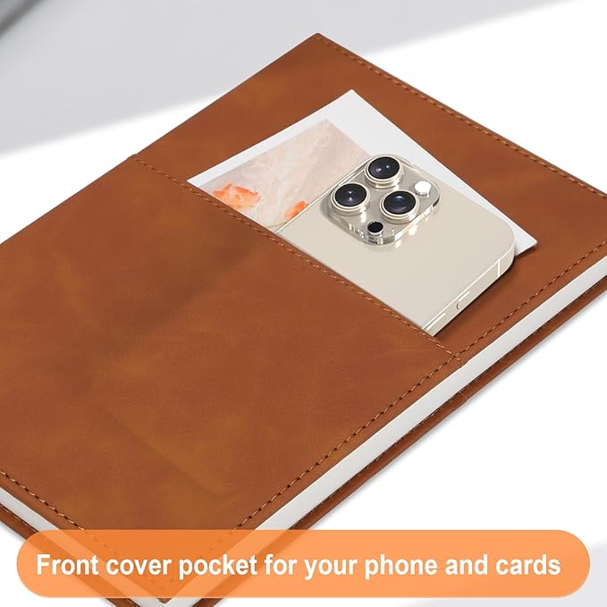 COMIX Lined Journal for Men Women, 240 Pages 5.6" x 8.3" Journaling Notebook, A5, College Ruled, Hardcover Notebook for Work & Note Taking, Fits for Office School Home, Brown