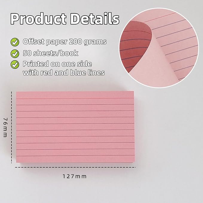 3x5 Colorful Index Cards, Heavy Duty Neon 250 Sheets Lined Flashcards for Studying, Office & Home Use – Vibrant Organizing Tools