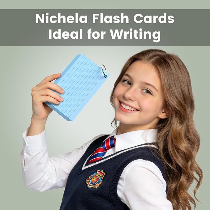 300 Count Index Cards 3 x 5 Inch Blue Flash Cards with Ring, Heavy Flashcards College Ruled Home Organization, Durable Study To Do List Note Cards with Ruled Lines for Office & School Supplies