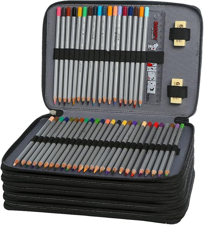 Portable Colored 250 Slots Pencil case Organizer with Printing Pattern for Watercolor Pens or Markers, Pencil Case Organizer for Artist