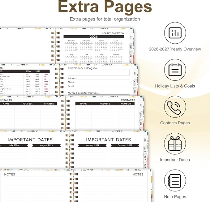 Planner 2026-2027, Weekly and Monthly Academic Planner, July 2026 - June 2027, Hardcover Calendar Agenda Book for School Year Planning, School Supplies for Teacher and Student, A5(6.3'' x 8.5'')
