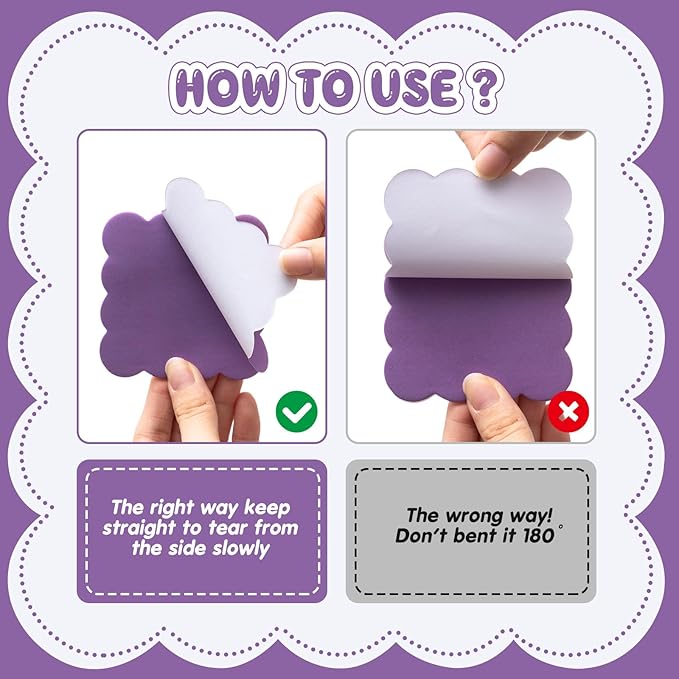 Eaasty 8 Pack Scalloped Aesthetic Sticky Notes Bulk Purple Colors Cute Wavy Self Sticky Note Pads 3" x 3" Blank Note Pads for Back to School Office Supplies 240 Sheets