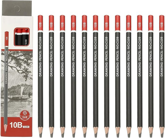 PATIKIL 24Pcs 10B Drawing Pencils for Sketching, Hexagonal Pre-sharpened Sketch Pencils for Drawing Writing Art Sketching Artists Beginners, Red/Black