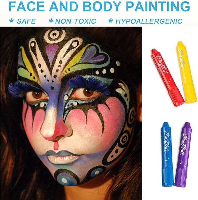 MayMoi Tempera Paint Sticks - 12 Bright Colors, Quick Drying, Easy to Color and Washable Crayons for Teens and Students