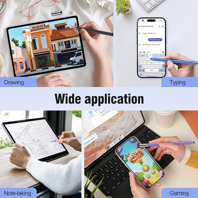 MEKO 3 in 1 Stylus Pens for Touch Screens, High Sensitivity & Precision Capacitive Stylus Pencil for Apple iPad iPhone Tablets Samsung Galaxy All Universal Touchscreen Devices 4 Pack