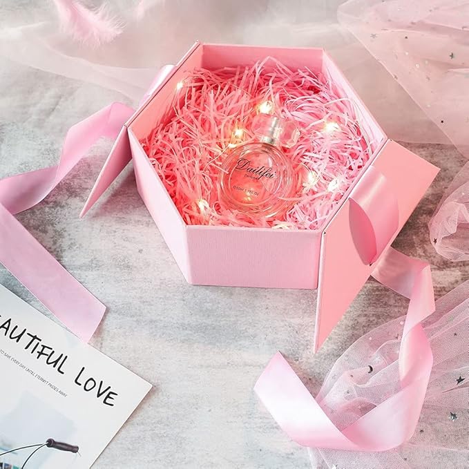 Raffia Paper Shreds, 100g Valentine's Day Shredded Paper for Gift Box, easter grass Filler for Gift Wrapping & Basket Filling(Pink)