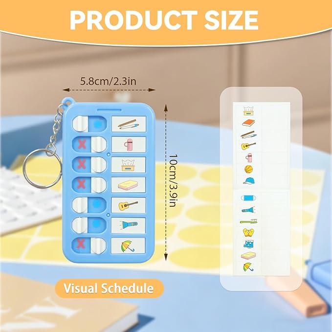 6 Pcs Portable Visual Schedule Keychain Checklist for Kids with Planning Sticker, Reminder Board Chore Chart ADHD Tools for Kids Adults for Daily Task Weekly Planning Memo Checklist Boards