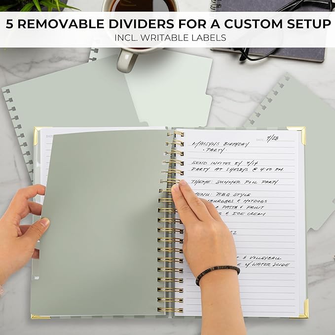 Aesthetic Thick Spiral Notebook With Tabs - Premium Journal For Women Size B5 - College Ruled Note Book With 300 Lined Pages and Dividers - Perfect For Writing And Staying Organized at Work or School