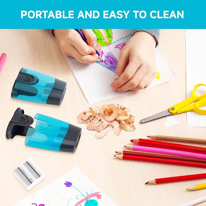Eagle Manual Pencil Sharpener, 2 Holes, for Standard and Jumbo Color Pencils, 24×51×63 MM, Perfect for Kids, Pack of 2