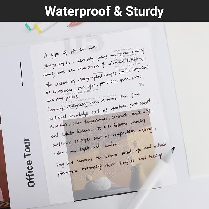 EUSOAR Clear Sticky Notes, 100 Sheets 8.5x11 Inch Translucent Planner Markers Big Sticky Notes for Annotation, Self-Stick Tabs for Books Memo Reminder Note Function for School Office Journaling