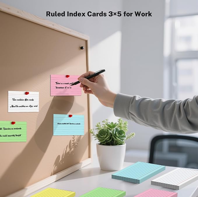 Colored Index Cards 3x5 Inch, 250 Count Ruled Flash Cards for Studying, 50 Pack Of 5, Multilcolor Notecards Lined Flash Cards Bulk, Neon Flashcards Note Cards, 3x5 Index Cards for School, Home, Office
